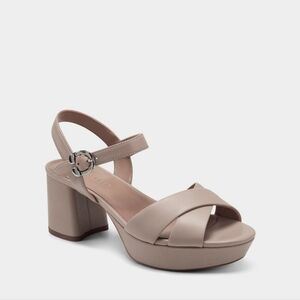 Size 5 Comfortable Women's Crisscross Platform Sandal in Nude